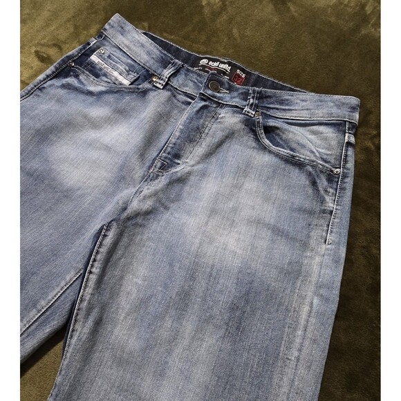 Ecko Unltd Men's Blue Denim Jean Shorts Size 32 Distressed Grunge - Picture 2 of 5